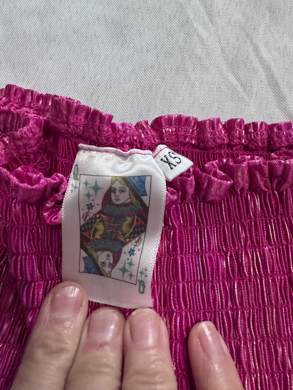 Queen of Sparkles Hot Pink Smocked Pleated High Rise Metallic Swing Shorts XS - Picture 4 of 5